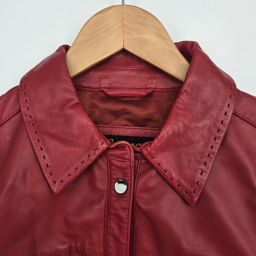 NWT $298 Scully Red Lamb Leather Shirt Jacket Womens S Western Quiet Luxury - Picture 10 of 12